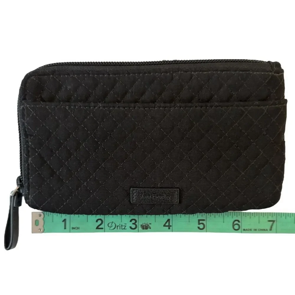 Vera Bradley Clutch Wallet Ultimate Card Case Black Quilted ID Zip Compartment